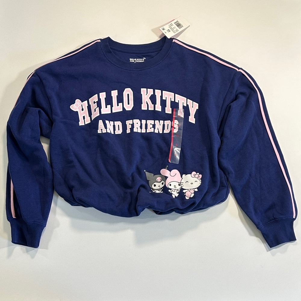Hello Kitty & Friends Blue Cropped Sweatshirt NWT Size XS